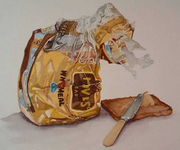 painting, bread and butter, water colour, 44 by 34cm