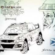 Colin MacRae driving with Nicky Grist,the Subaru Imnpreza WRX