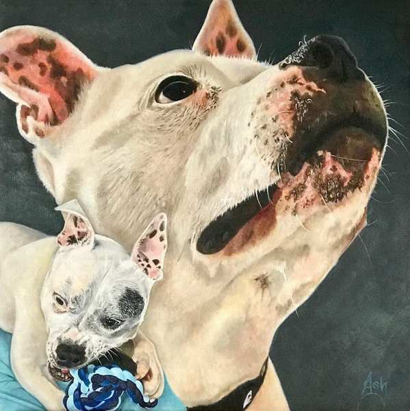 painting, Best Buddy, oil on canvas, 40 x 40 cm