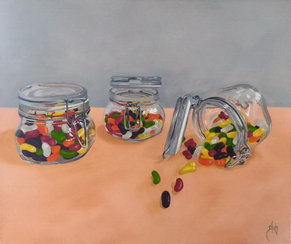 painting, Candy Store Collection 2,Scatter of Jelly Beans, oil on canvas, 60 x 50 cm