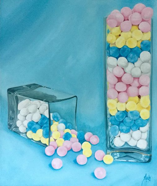 painting, Candy Store Collection 5,Bon Bon Blast ..., oil on canvas, 50 x 60 cm