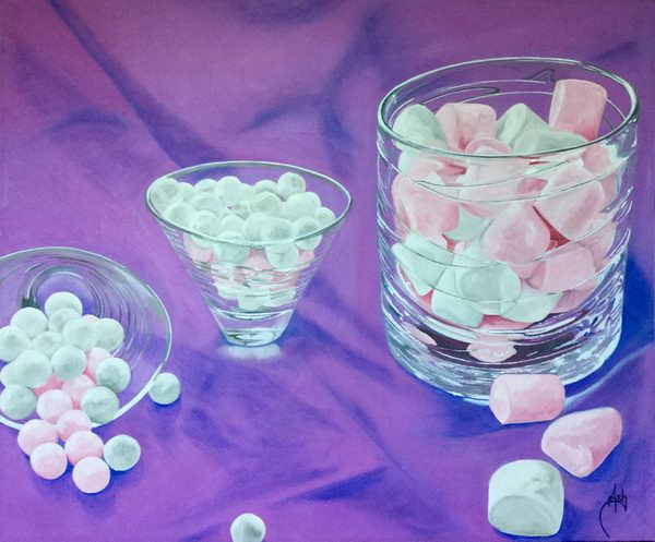painting, Candy Store Collection 6,Blissful Bon Bons and Melting Mallows ., oil on canvas, 60 x 50 cm