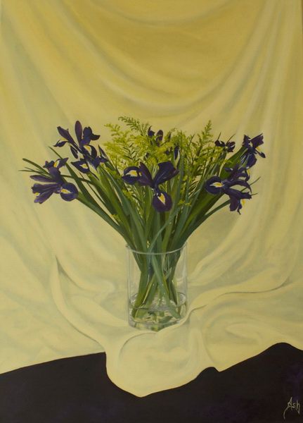painting, Purple Irises, oil on canvas, 50 x 70 cm