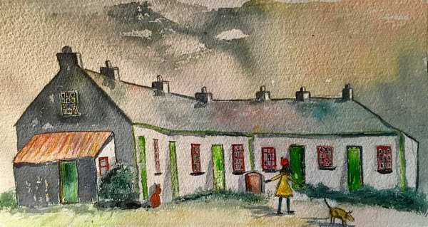painting, The Crooked Row,Larne,Co Antrim, watercolour, 17 x 15 inches