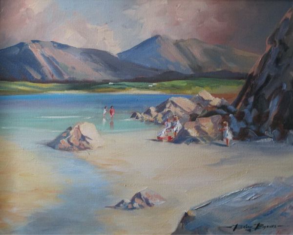 painting, Donegal Beach Scene, oil on canvas, 20 x 16 ins