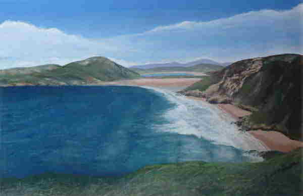 painting, TRA NA ROSSAN BAY,DONEGAL, acrylic, 14 x 10 ins