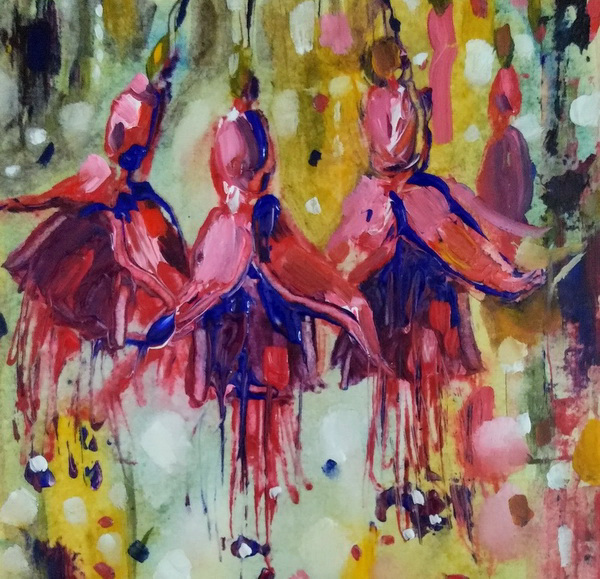 painting, Dancing, acrylic on acrylic paper, 6 x 6 inches