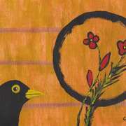 Blackbird with Flowers