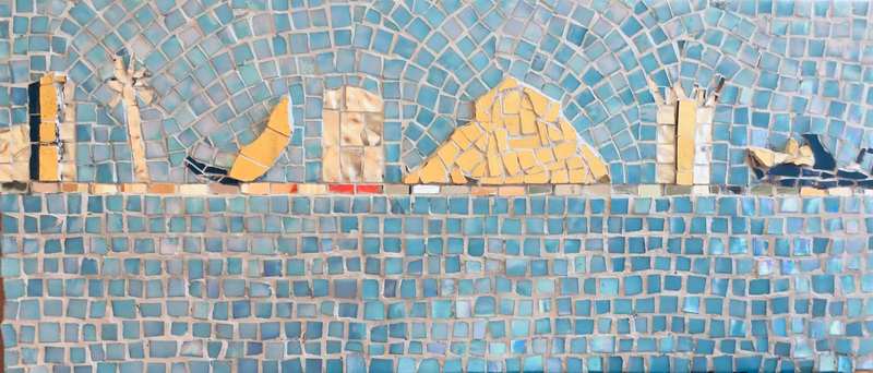 painting, Javea Skyline, mosaic on board, 60 x 20 cm
