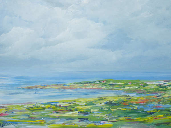 painting, The palette of Ireland, acrylic on card board, 45 x 33 x 1 Inches