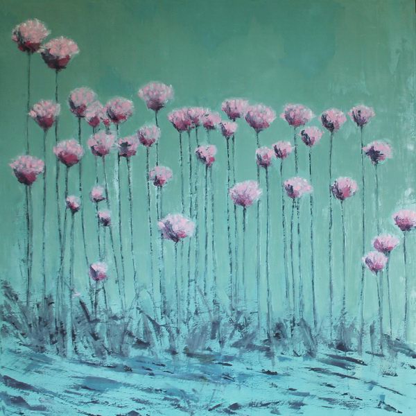 painting, Sea Thrift 1, oil on canvas, 100 x 100 cm
