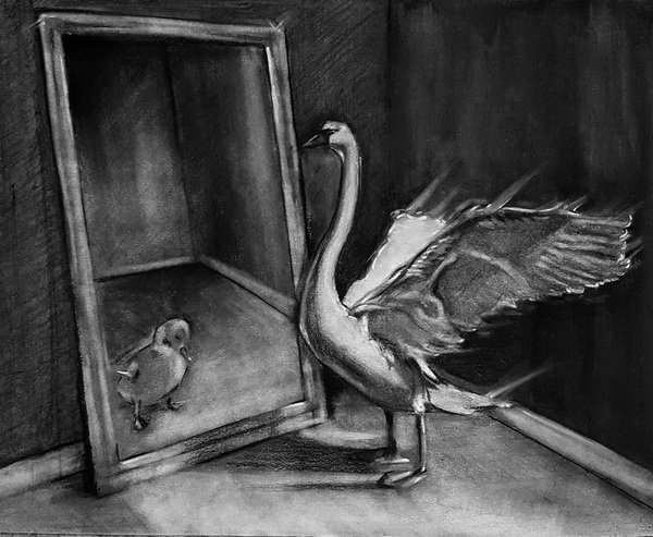 painting, Transformation, charcoal, 30 x 40 cm