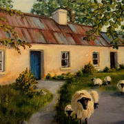 Sheep and Cottage