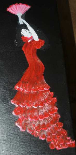 painting, Flamenco, impasto oil on canvas, 60 x 20 cms