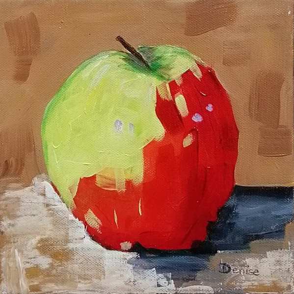 painting, Apple, acrylic, 8 x 8 inches