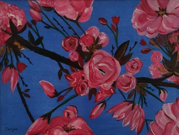 painting, Blossoms, acryliic, 16 x 12 inches