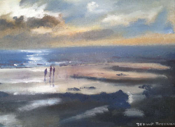 painting, Beach scene Ireland, oil, 356 x 279mm