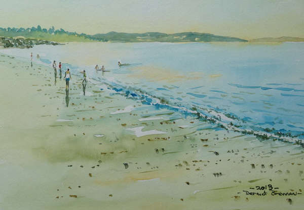 painting, Beach scene Ireland, watercolour, 356 x 279 mm