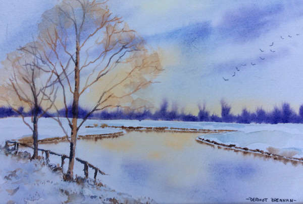 painting, Snowscape, watercolour, 356 x 279mm