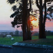 1869 Spring Sunset,oil on panel