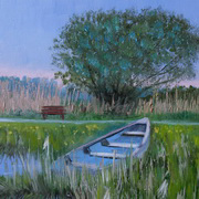 1870 Blue Boat,oil on panel