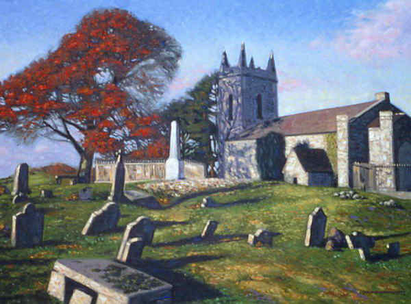 painting, St. Patrick's,Donaghmoyne, oil, 18 X 24 ins