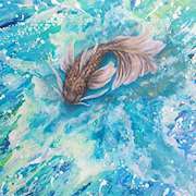 Koi Power,pouring,mix-media