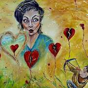 Stop Hunting for Love,Acrylic,mixed media,golden leaves