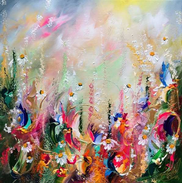 painting, A BUTTERFLIES MELODY, acrylic, 54 X 54 cm