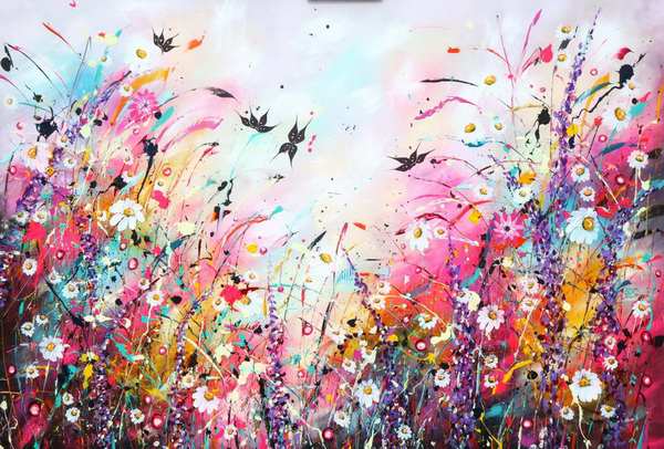 painting, Flight of the Butterfly, acrylic on canvas, 100 x 150 cm