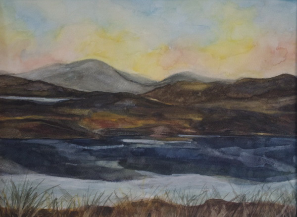 painting, The Old Bog Road,Connemara, watercolour on paper, 16.5 x 11.5 inches