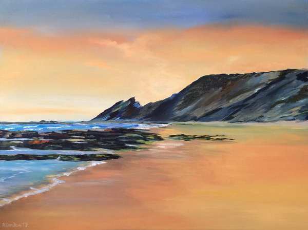 painting, Amoreira Sunset, acrylic, 80 x 60 cms