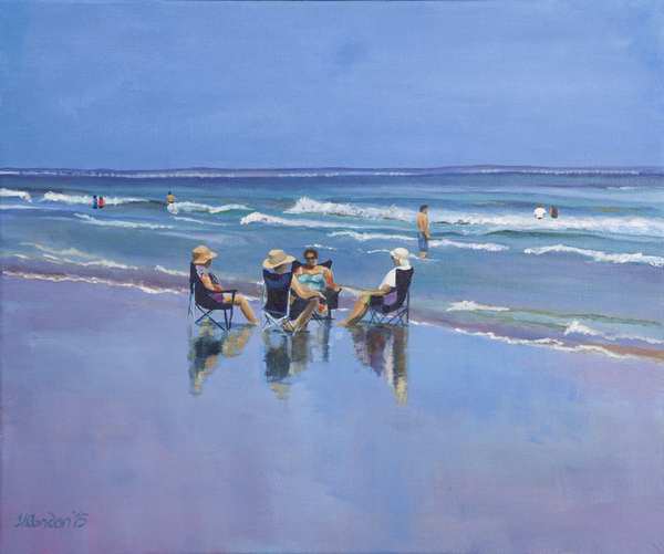 painting, Beach Conference, acrylic, 51 x 61 cms