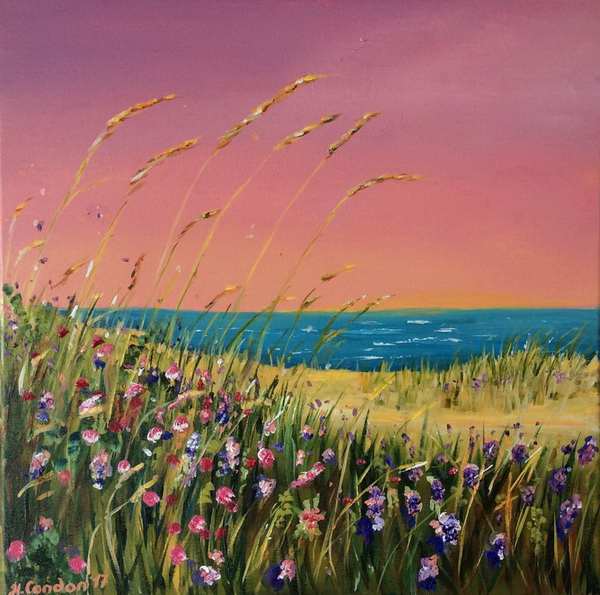 painting, Wildflower Sunset, acrylic, 50 x 50 cms