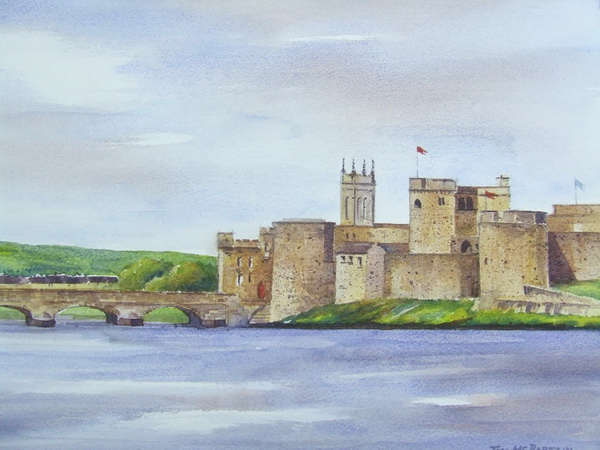painting, King Johns Castle - Limerick, watercolour, 14 x 10 ins