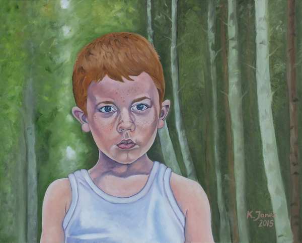 painting, Aidan In Polish Forest, oil on canvas, 30 x 40 cm