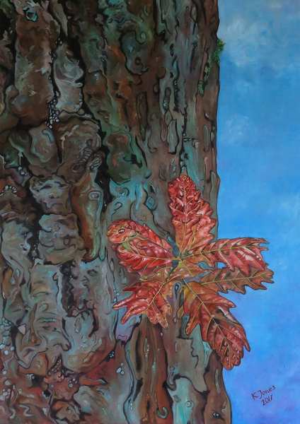 painting, Red Oak In Wicklow, oil on canvas, 50 x 70 cm