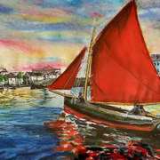 Sailing Home,needle felting,applique Sailing Home,needle felting,applique