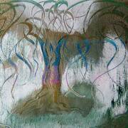 walking out of the forest,mostly hammerite paint,calligraphy ink