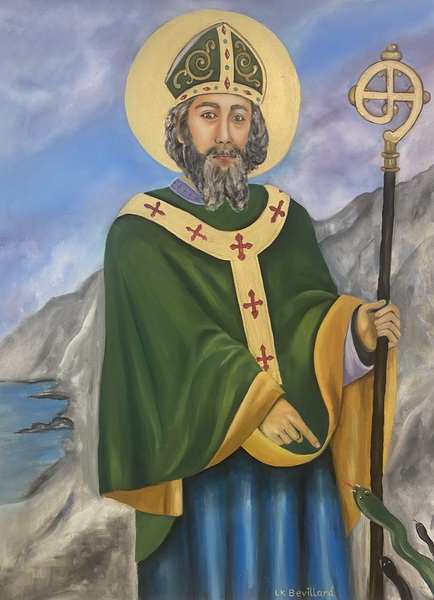 painting, Saint Patrick, oil on canvas, 30 x 40 inches