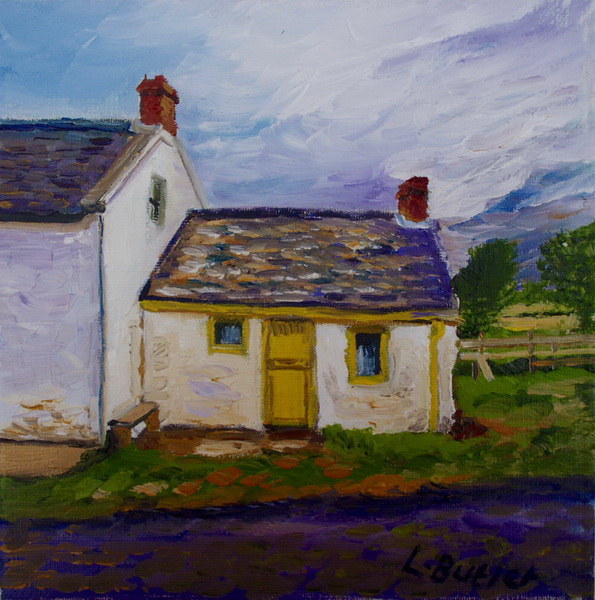 painting, 7 Langdale Lane,Islandmagee. County Antrim, oil and acrylic on canvas, 8 x 8 inches