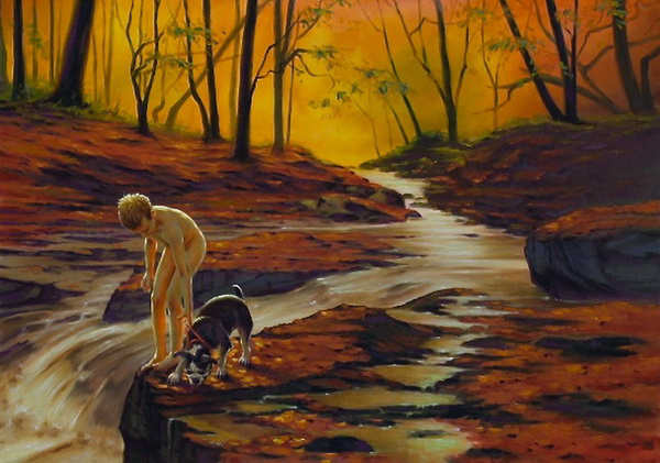painting, Little swollen river, oil on canvas, 50 x 70cm