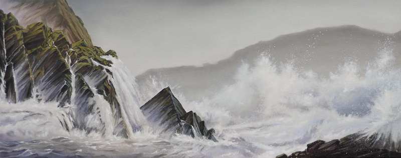 painting, Storm Brian, oil on canvas, 40 x 100 cm