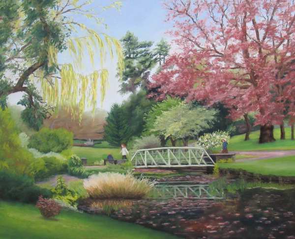 painting, A Stroll In The Botanic Gardens, pastel, 50 x 40 cm
