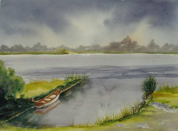 painting, In The Calm Of The Evening, watercolour, 35 x 25 cm