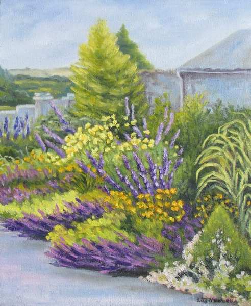 painting, Summer Garden, oil on board, 25 x 30 cm