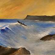 Currach in the Waves Dawn