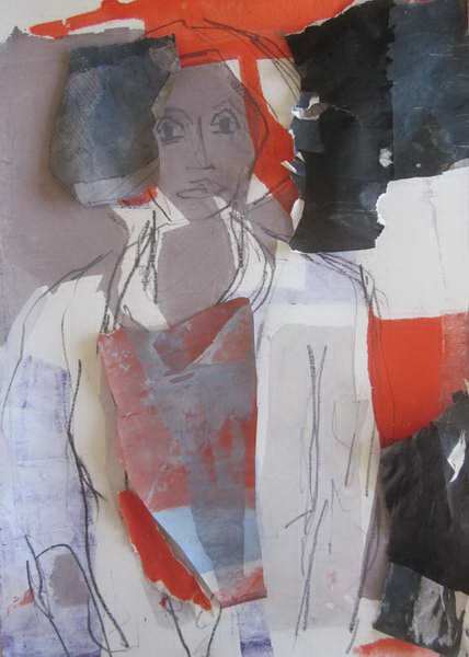 painting, Self Portrait, silkscreen collage, 60 x 40 cm