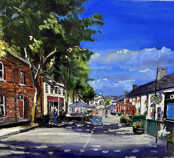 painting, Malahide New Street, oil on canvas, 35 x 45 inches