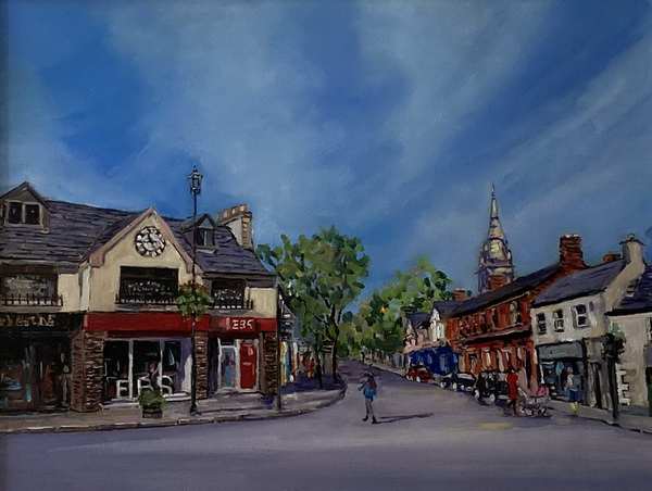 painting, Malahide Village, oils, 6 x 12 inches